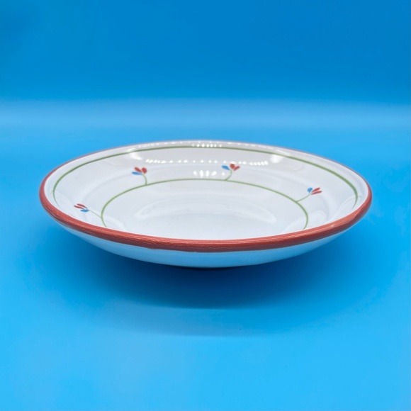 Noemi Ceramiche Small Flowers Red Stripe 8” Coupe Soup Bowl Made in Italy - Picture 1 of 5